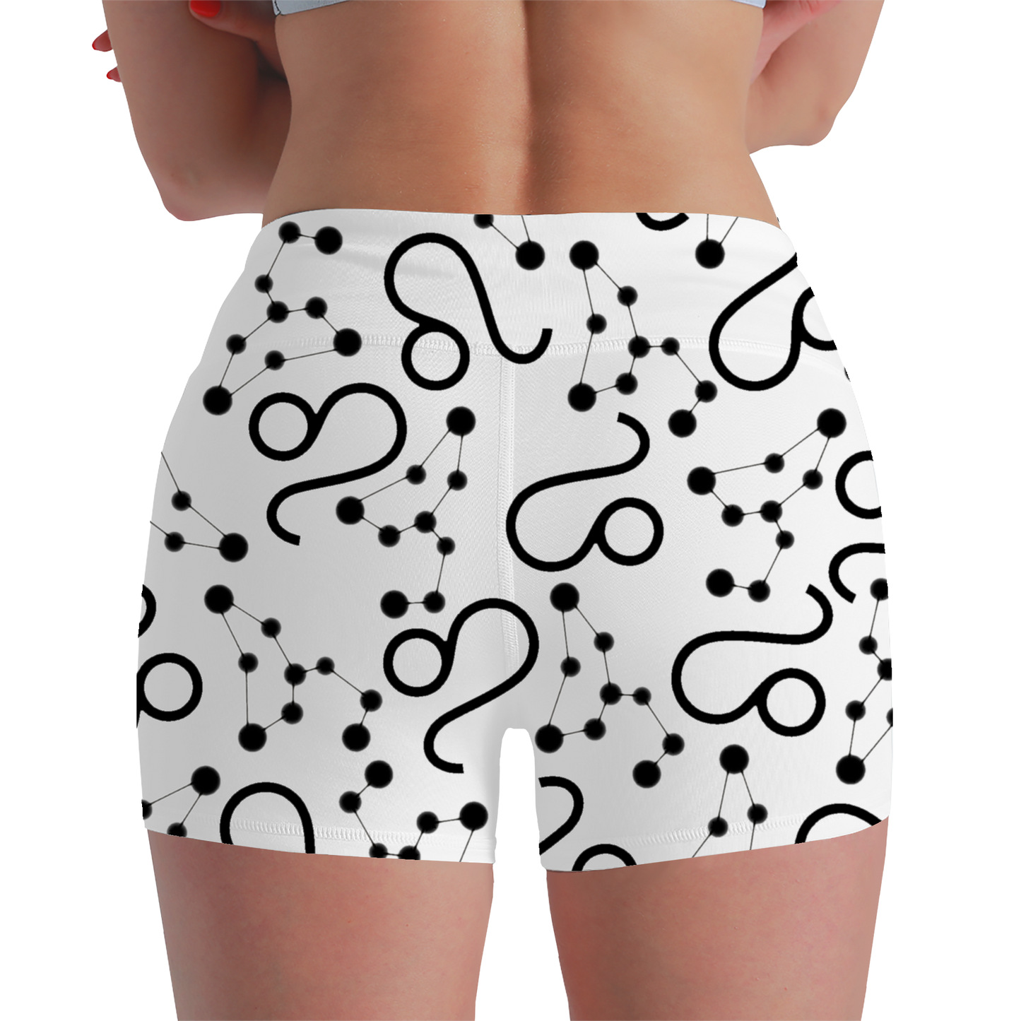 Women's Polyester Yoga Shorts with the Leo Zodiac sign (AOP)