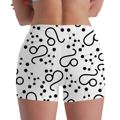 Women's Polyester Yoga Shorts with the Leo Zodiac sign (AOP)