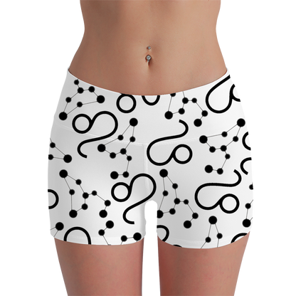 Women's Polyester Yoga Shorts with the Leo Zodiac sign (AOP)