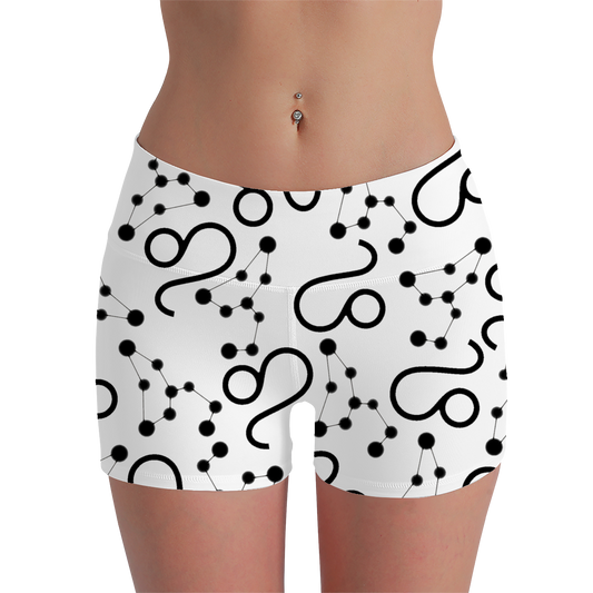 Women's Polyester Yoga Shorts with the Leo Zodiac sign (AOP)