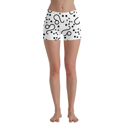 Women's Polyester Yoga Shorts with the Leo Zodiac sign (AOP)