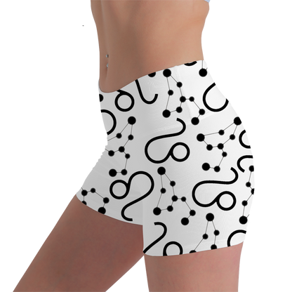 Women's Polyester Yoga Shorts with the Leo Zodiac sign (AOP)