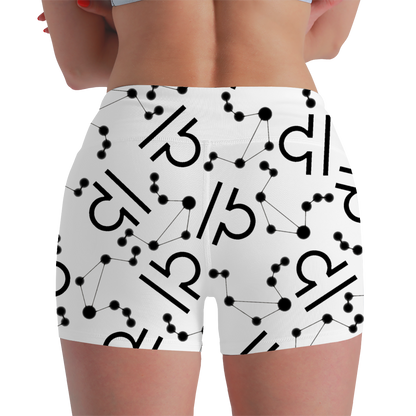 Women's Polyester Yoga Shorts with the Libra Zodiac sign (AOP)