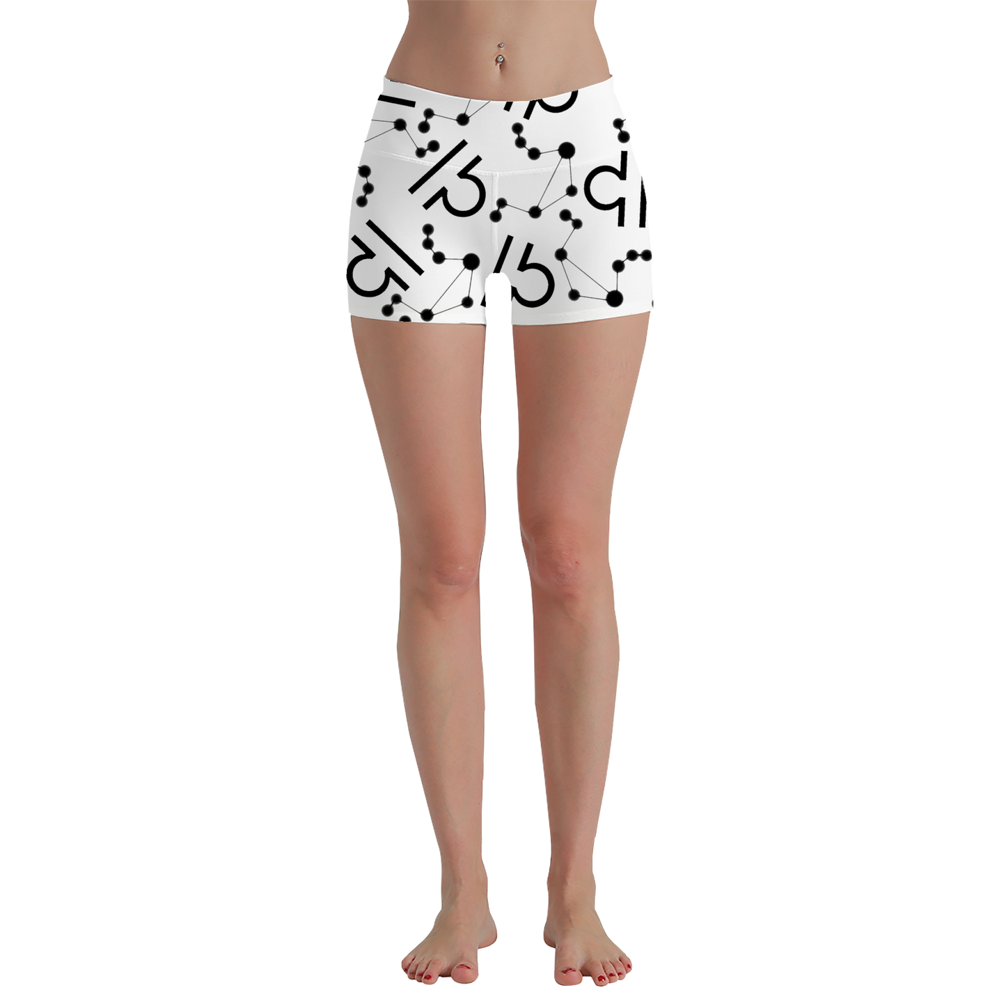 Women's Polyester Yoga Shorts with the Libra Zodiac sign (AOP)