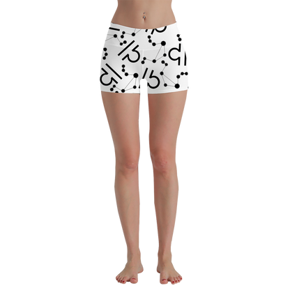 Women's Polyester Yoga Shorts with the Libra Zodiac sign (AOP)