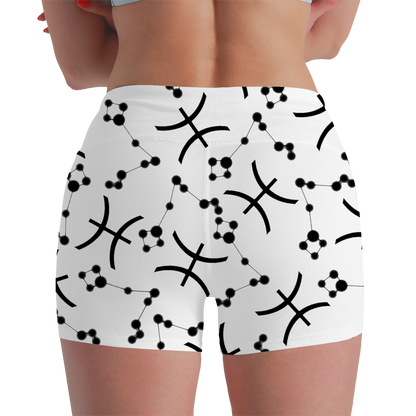 Women's Polyester Yoga Shorts with the Pisces Zodiac sign (AOP)