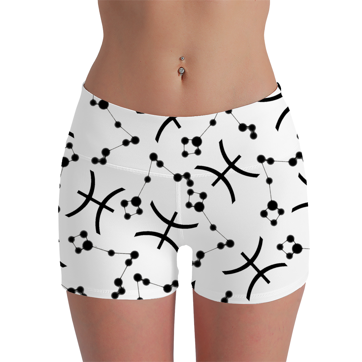 Women's Polyester Yoga Shorts with the Pisces Zodiac sign (AOP)