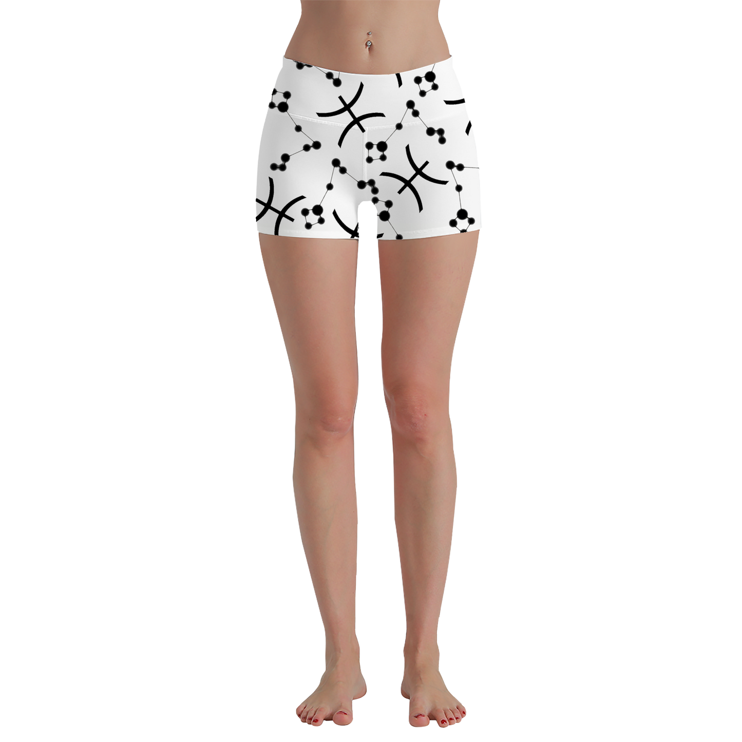 Women's Polyester Yoga Shorts with the Pisces Zodiac sign (AOP)