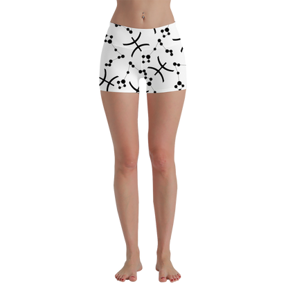 Women's Polyester Yoga Shorts with the Pisces Zodiac sign (AOP)
