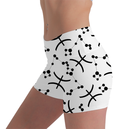 Women's Polyester Yoga Shorts with the Pisces Zodiac sign (AOP)