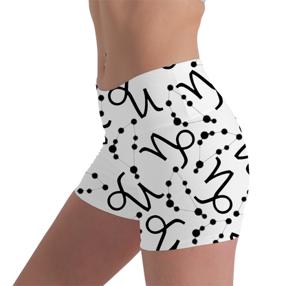 Women's Polyester Yoga Shorts with the Capricorn Zodiac sign (AOP)