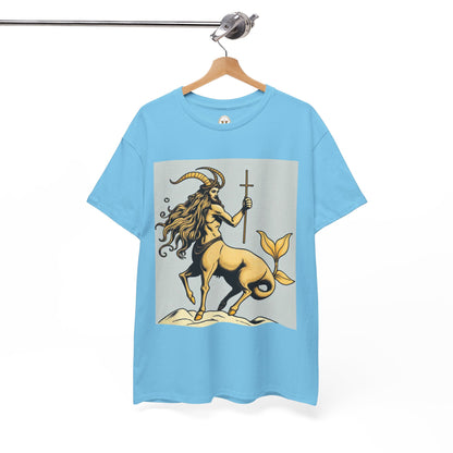 Unisex Heavy Cotton T-Shirt, Capricorn God v3, Zodiac Design