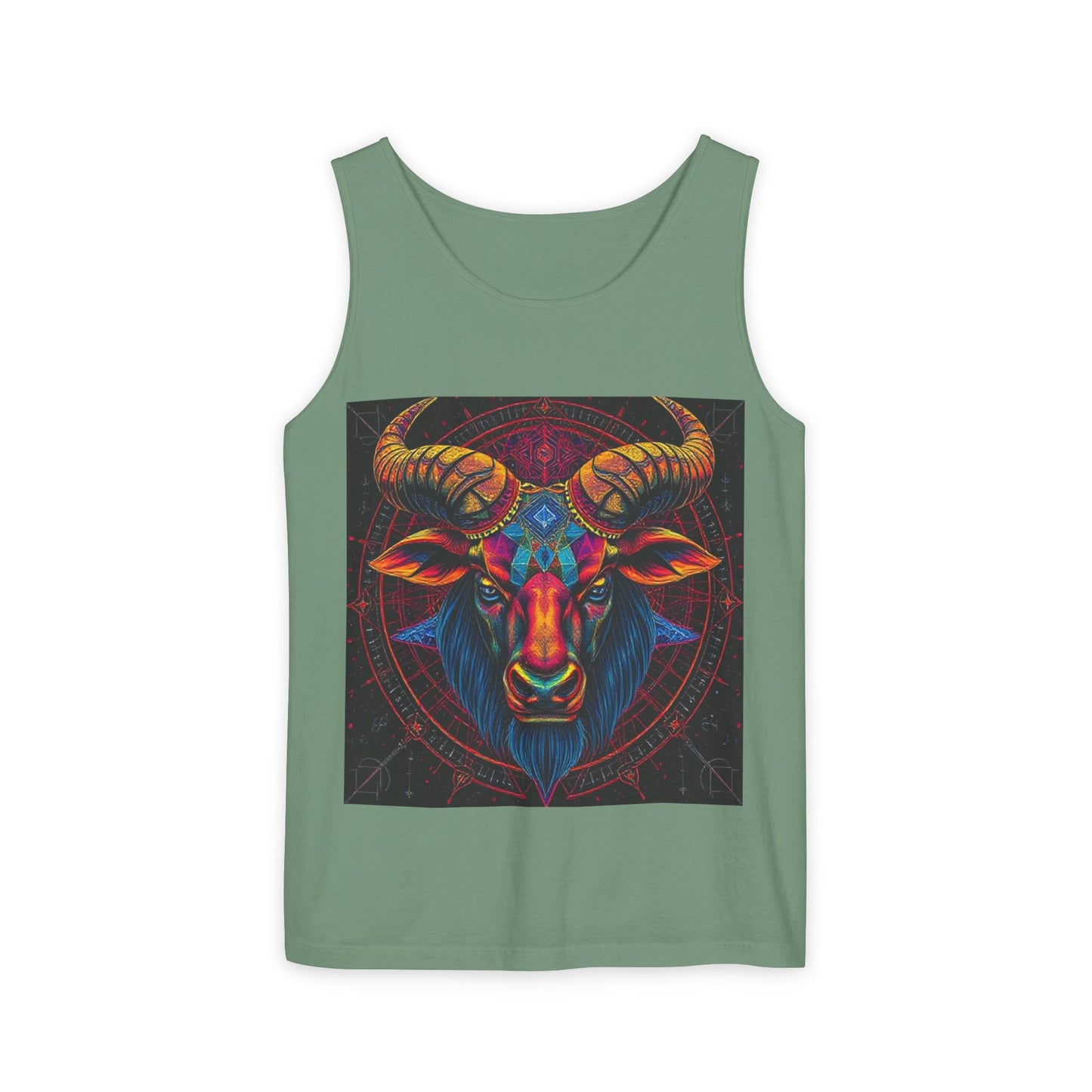 Unisex Garment-Dyed, Tank Top, Taurus Design, Pop Art v1, 100% US cotton