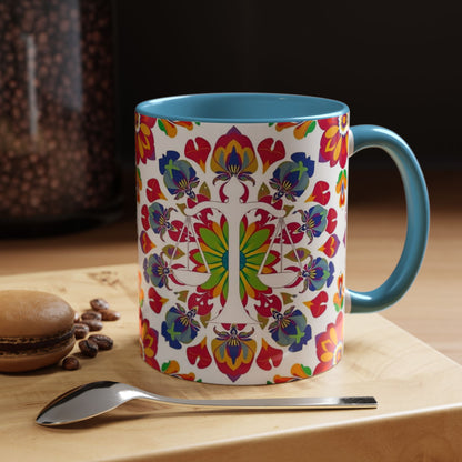Accent Coffee Mug, Libra, Zodiac v1, Flower Pattern, (11, 15oz)
