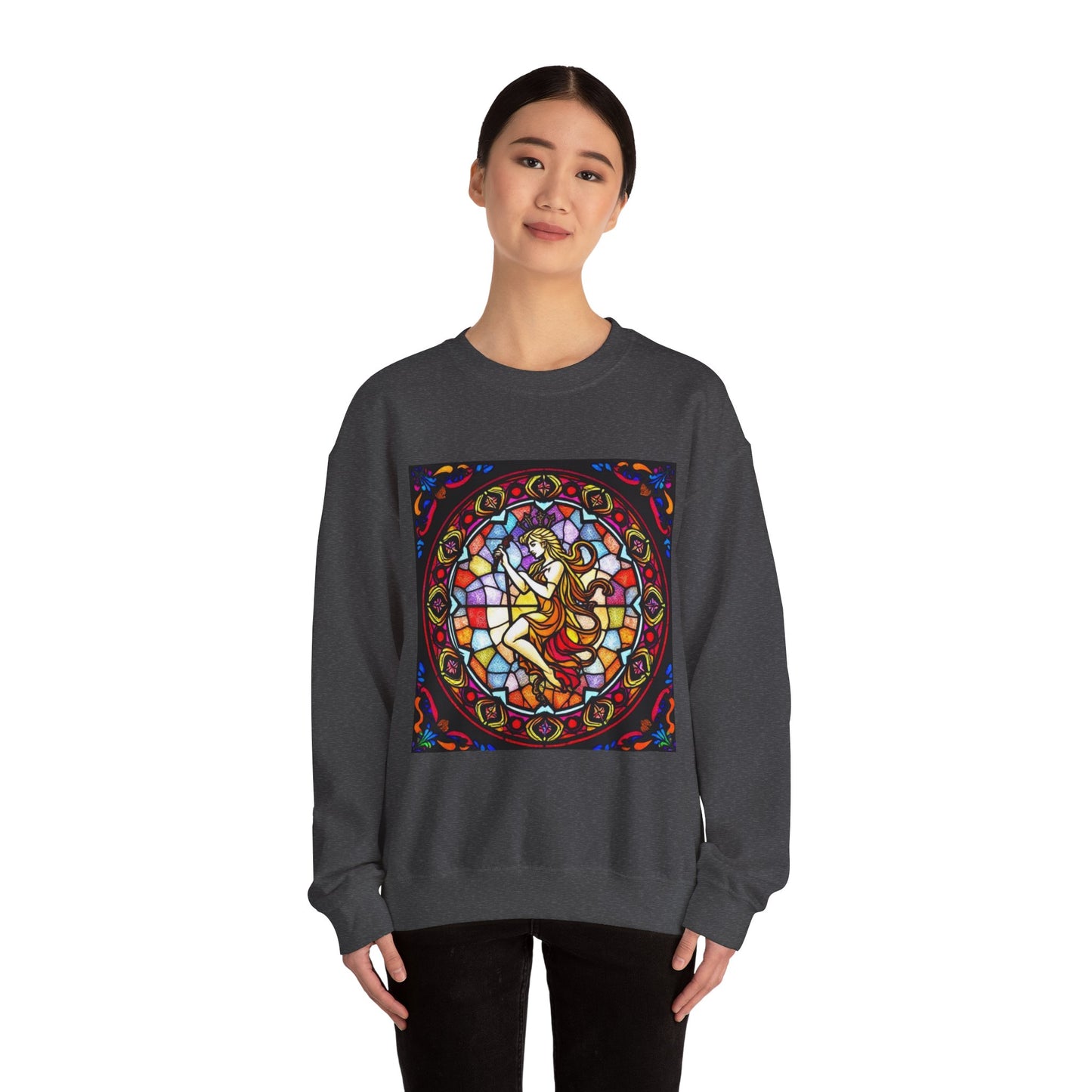 Unisex Heavy Blend™ Crewneck Sweatshirt, Glass, Virgo Zodiac Design