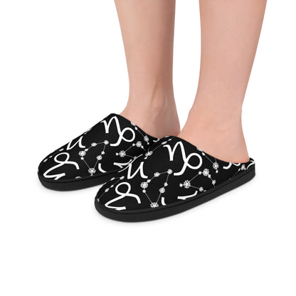 Women's Indoor Slippers, Capricorn Zodiac Sign, 100% polyester, Outer-layer and lining