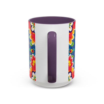 Accent Coffee Mug, Virgo, Zodiac v3. Flower Pattern, (11, 15oz)