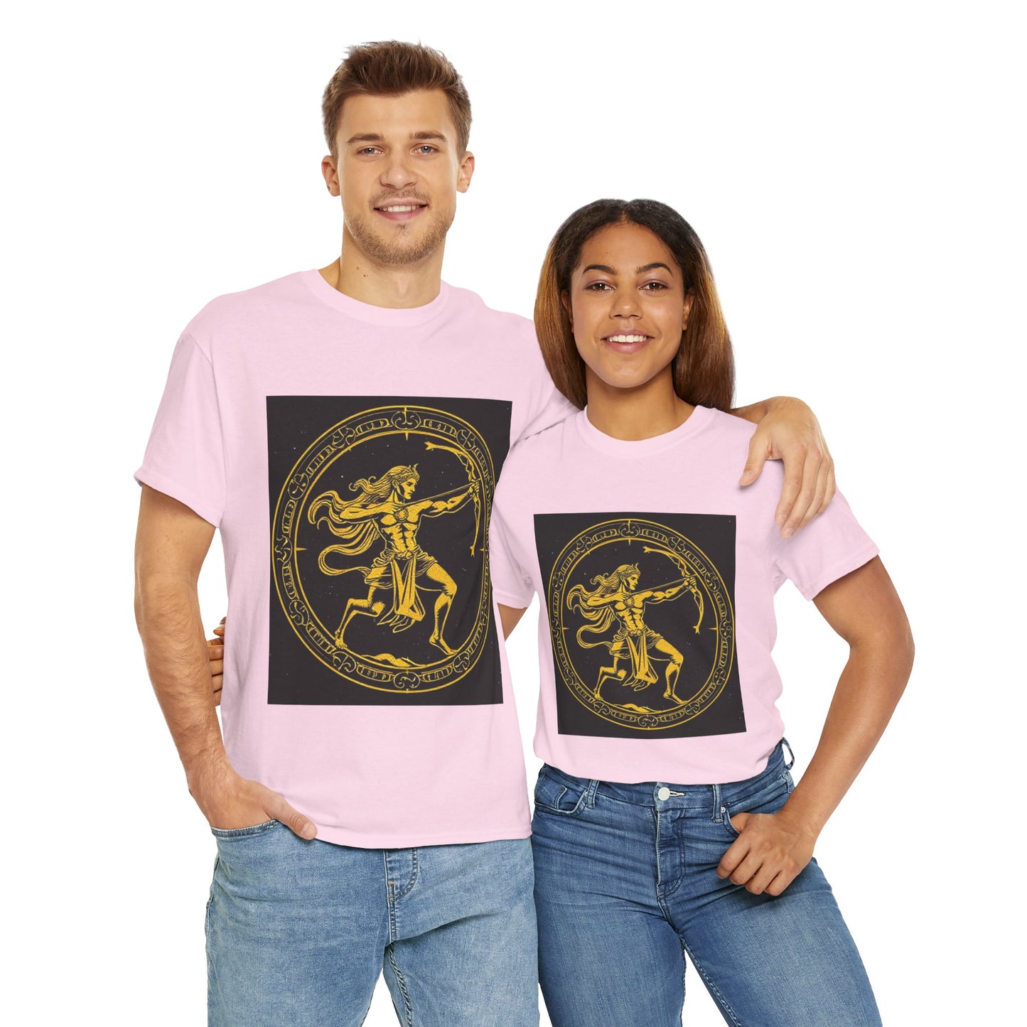 Unisex Heavy Cotton T-Shirt, Mythical Faun/Satyr v1, Sagittarius Zodiac Design