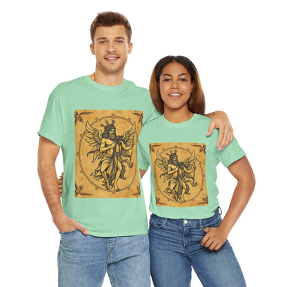 Unisex Heavy Cotton T-Shirt, Pencil Art, Gemini Zodiac Design