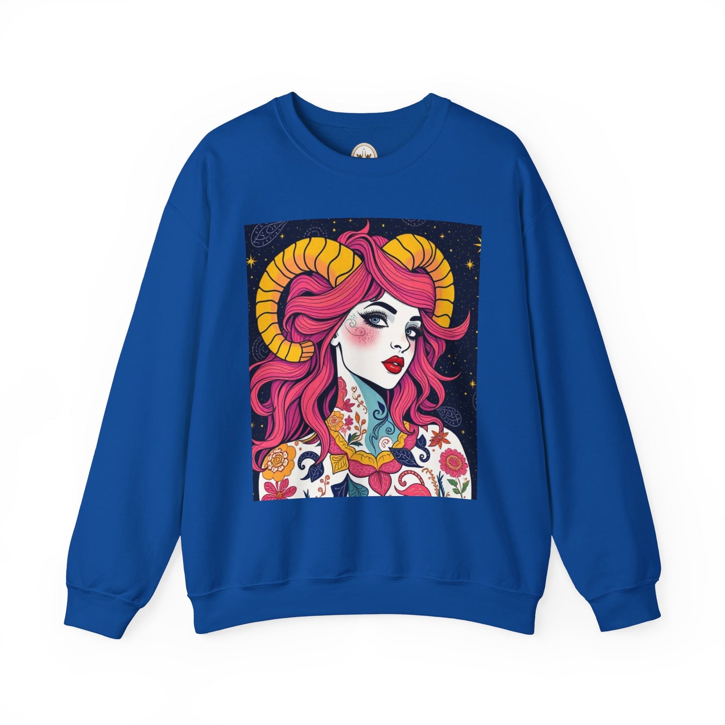 Unisex Heavy Blend™ Crewneck Sweatshirt, Aries, Zodiac, Sexy Pattern