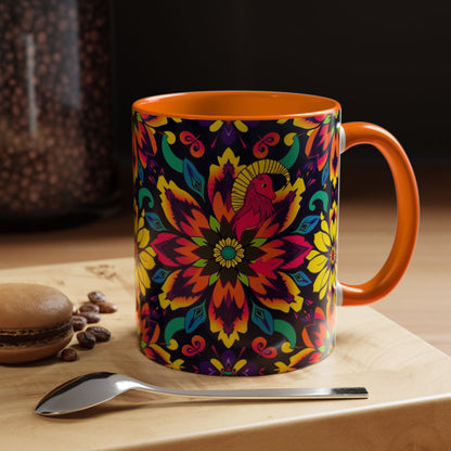 Accent Coffee Mug, Capricorn, Zodiac v4, Flower Pattern, (11, 15oz)