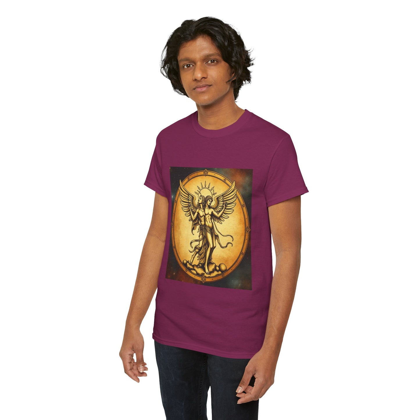 Unisex Heavy Cotton T-Shirt, Angel Twin, Gemini Zodiac Design