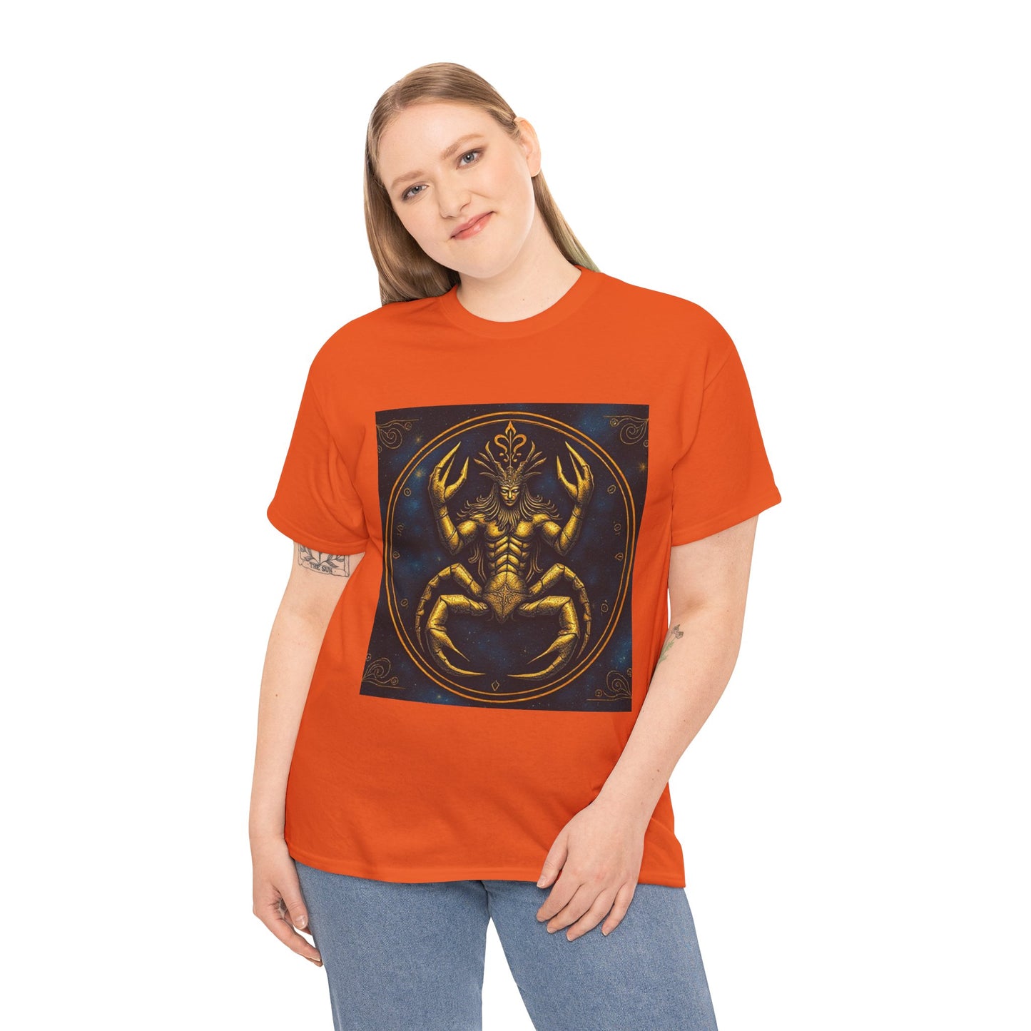 Unisex Heavy Cotton T-Shirt, Scorpion King, Cancer Zodiac Design