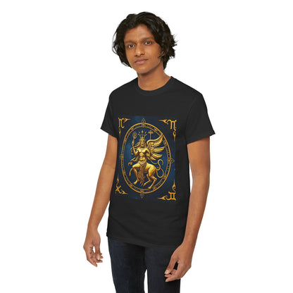 Unisex Heavy Cotton T-Shirt, Gold Angel, Symbol, Virgo Zodiac Design