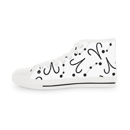 Men's High Top Sneakers, Breathable polyester canvas, Aries Zodiac Design