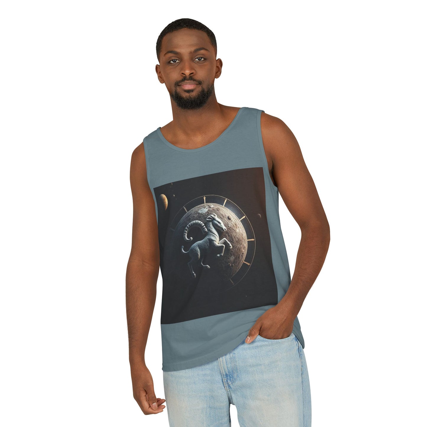 Unisex Garment-Dyed, Tank Top, Aries Design, Planet Animal, 100% Ringspun US cotton