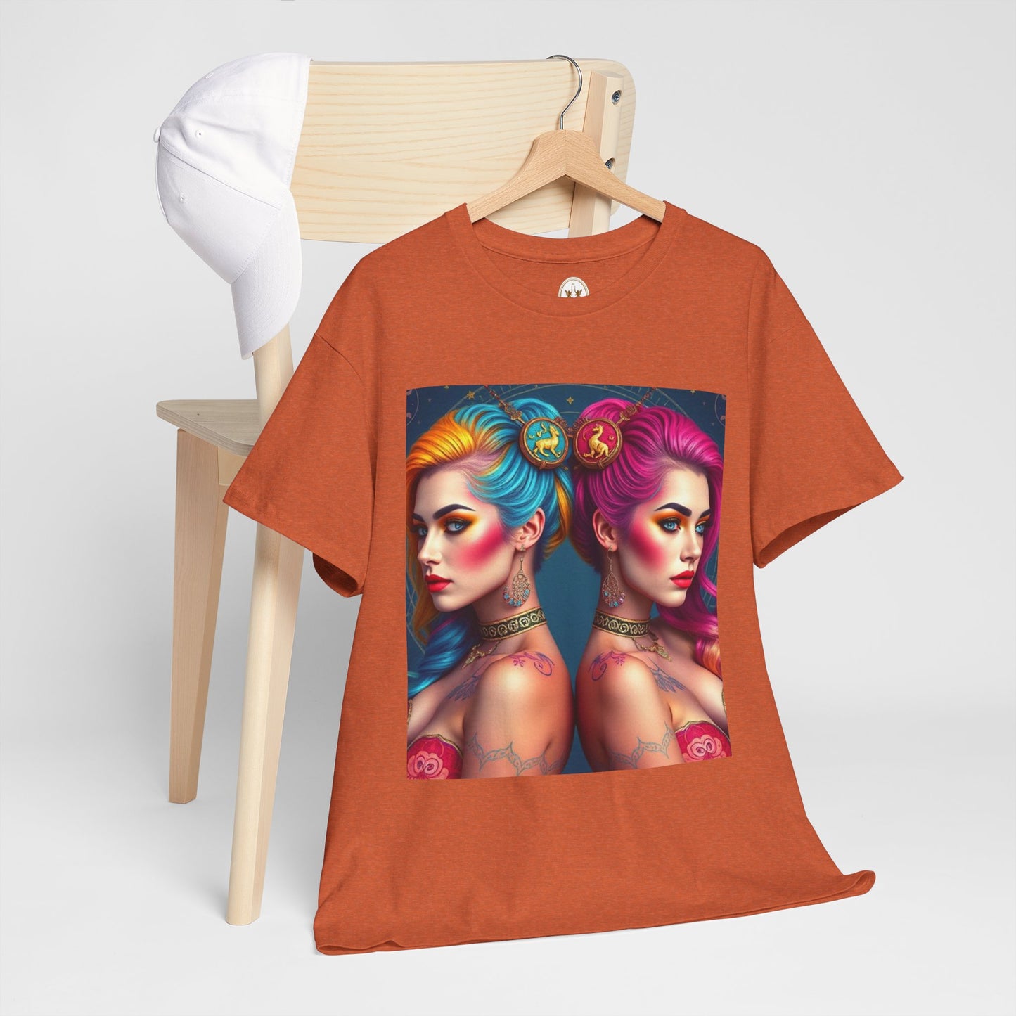 Unisex Heavy Cotton T-Shirt, Gemini, Zodiac v2, Sexy Art