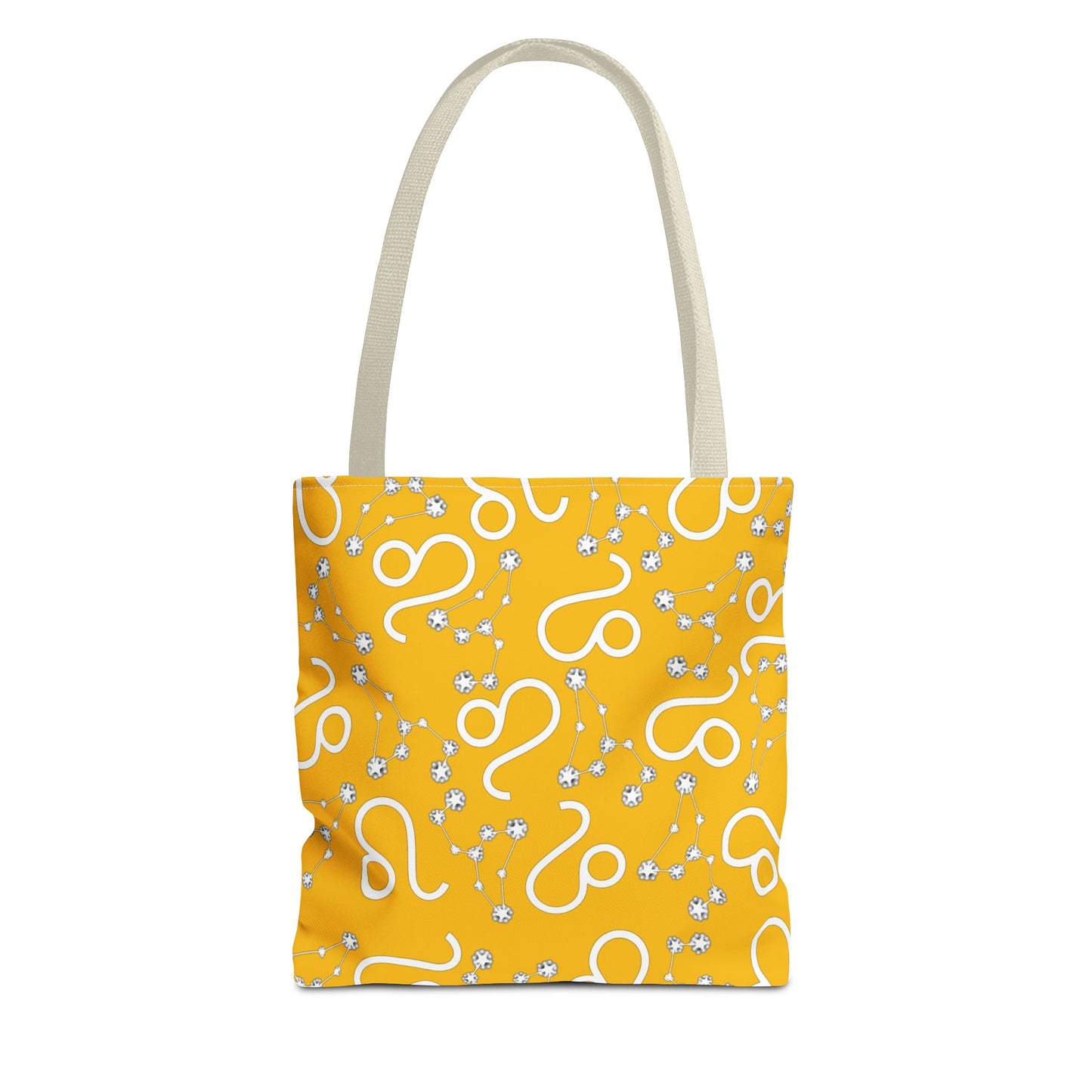 Tote Bag, Leo Zodiac Sign, AOP, (Yellow, White)