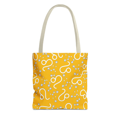 Tote Bag, Leo Zodiac Sign, AOP, (Yellow, White)