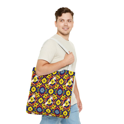 Tote Bag (AOP), Aquarius, Zodiac v1, Flower Pattern