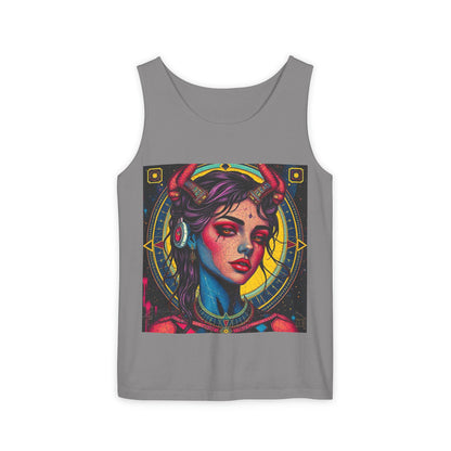 Unisex Garment-Dyed, Tank Top, Scorpio Design, Pop Art, 100% US cotton