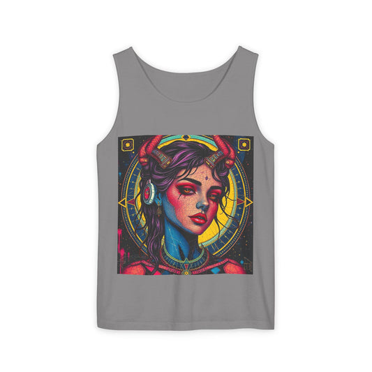 Unisex Garment-Dyed, Tank Top, Scorpio Design, Pop Art, 100% US cotton