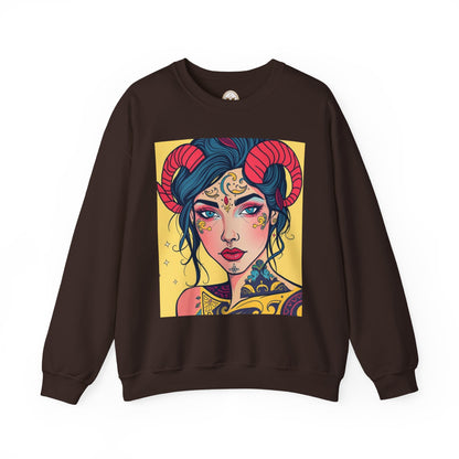 Unisex Heavy Blend™ Crewneck Sweatshirt, Aries, Zodiac v2, Sexy Pattern
