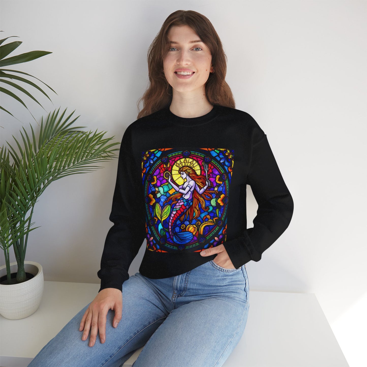 Unisex Heavy Blend™ Crewneck Sweatshirt, Glass 1, Aquarius Zodiac Design