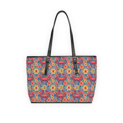 Leather Shoulder Bag, Cancer, Zodiac, Flower Pattern