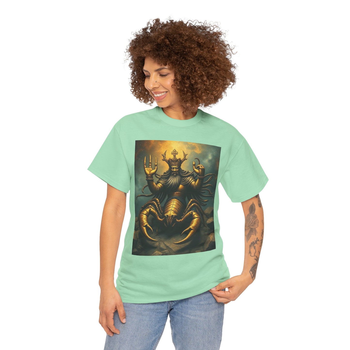 Unisex Heavy Cotton T-Shirt, Desert Scorpio King v1, Zodiac Design