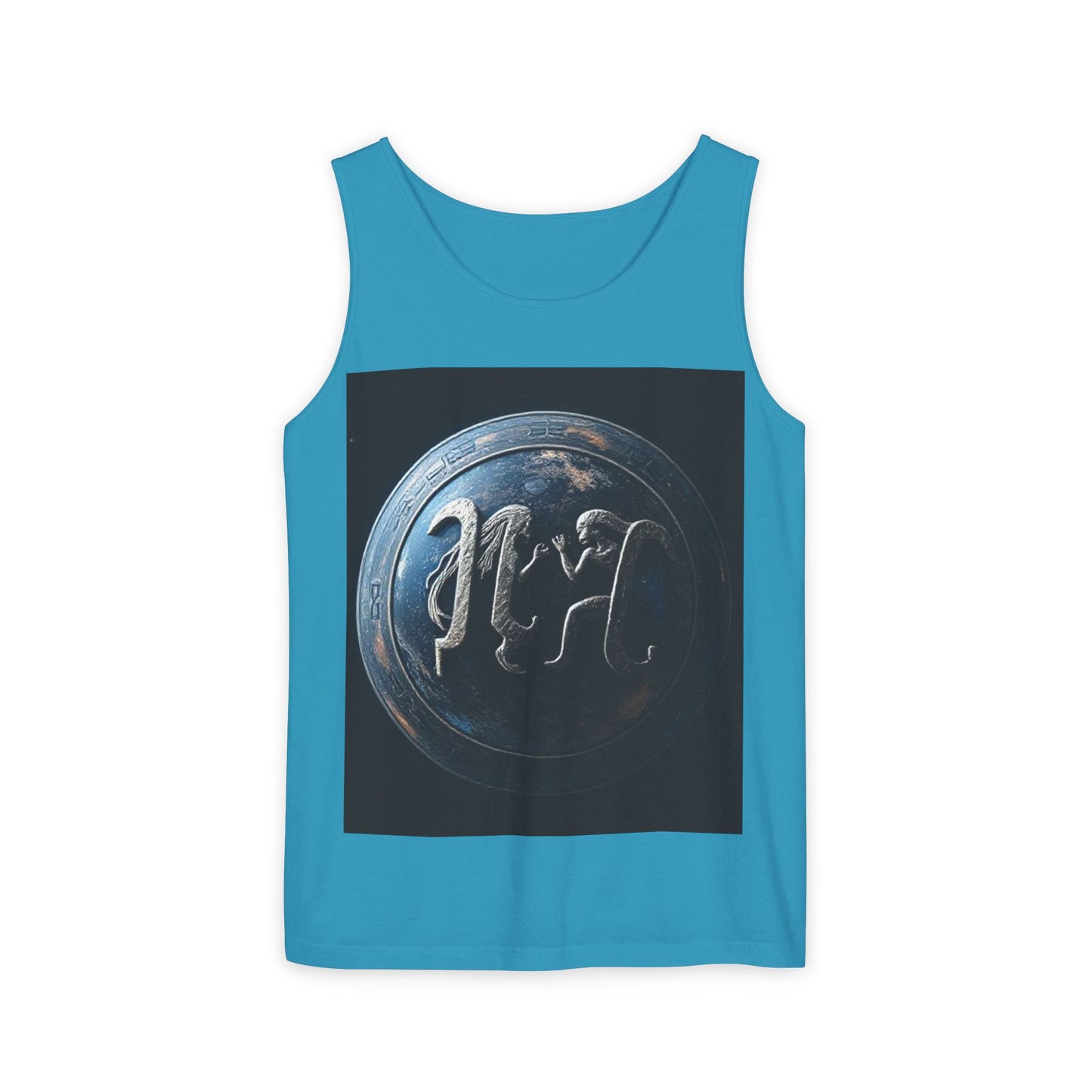 Unisex Garment-Dyed, Tank Top, Gemini Design, Space Symbol , 100% US cotton