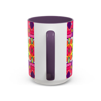 Accent Coffee Mug, Pisces, Zodiac v4, Flower Pattern, (11, 15oz)