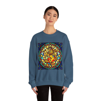 Unisex Heavy Blend™ Crewneck Sweatshirt, Glass 1, Leo Zodiac Design
