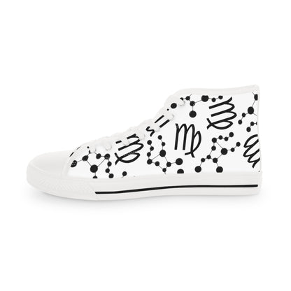Men's High Top Sneakers, Breathable polyester canvas, Virgo Zodiac Design
