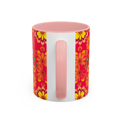 Accent Coffee Mug, Leo, Zodiac v4, Flower Pattern, (11, 15oz)
