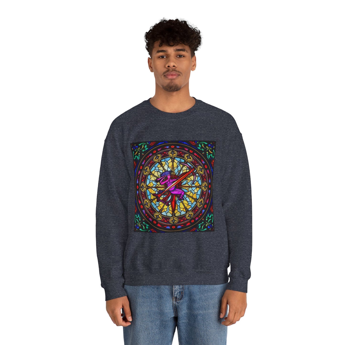 Unisex Heavy Blend™ Crewneck Sweatshirt, Glass 1, Sagittarius Zodiac Design