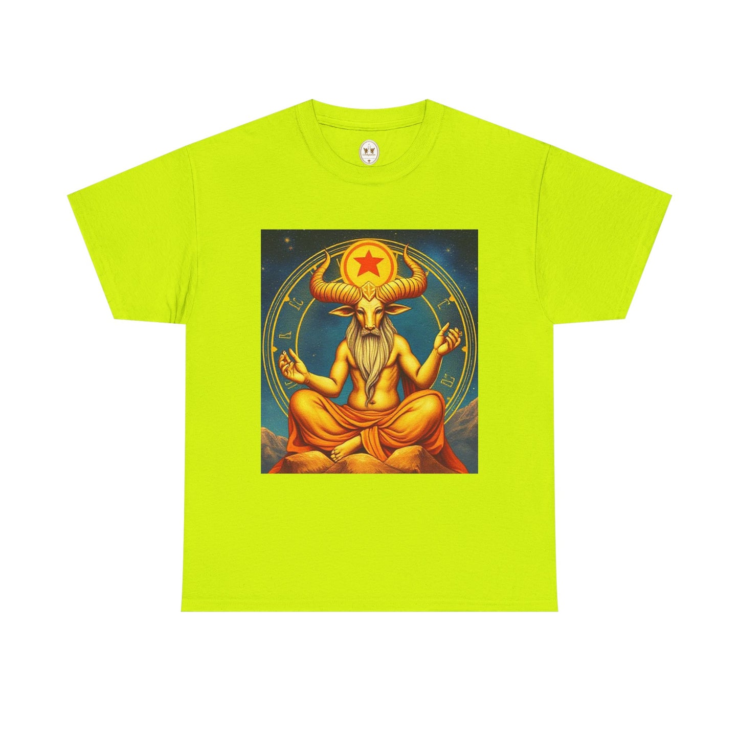 Unisex Heavy Cotton T-Shirt, Meditating Bull, Taurus Zodiac Design