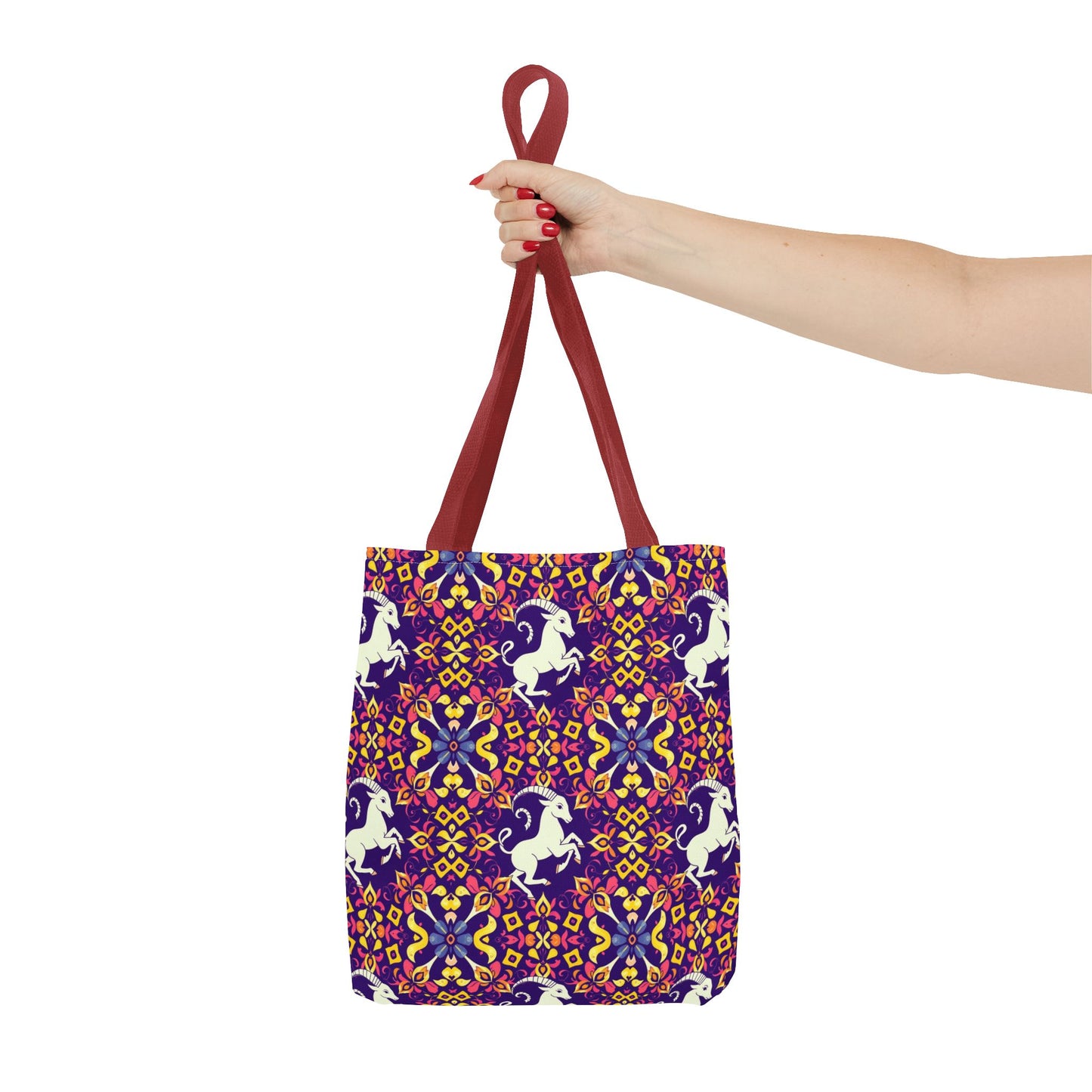 Tote Bag (AOP), Capricorn, Zodiac v2, Flower Pattern