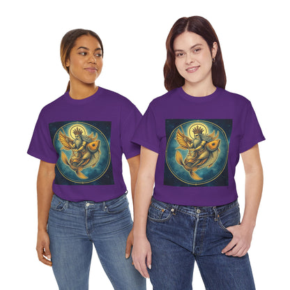 Unisex Heavy Cotton T-Shirt, Pisces King v1, Zodiac Design