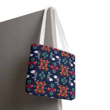 Tote Bag (AOP), Pisces, Zodiac, Flower Pattern
